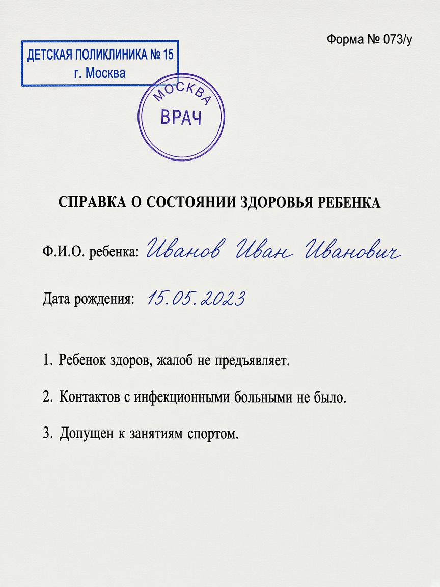 Образец справки формы 073/у