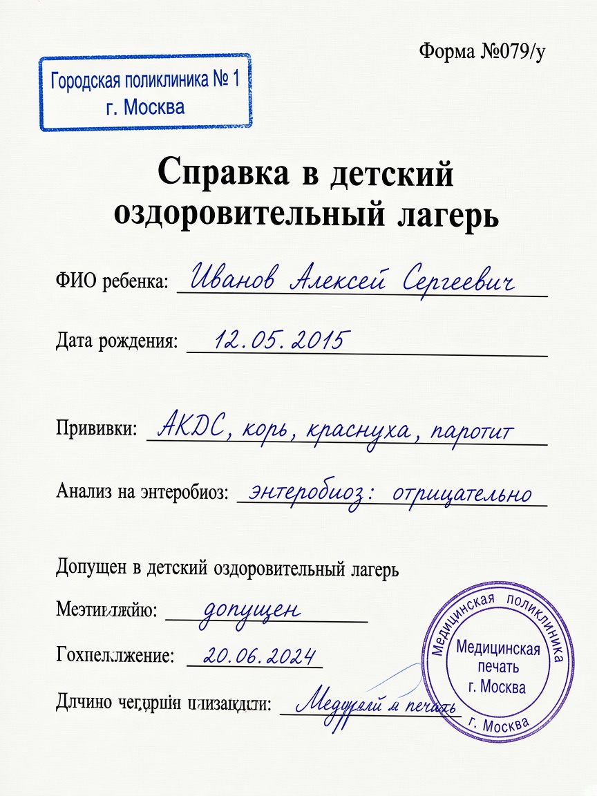 Образец справки формы 079/у
