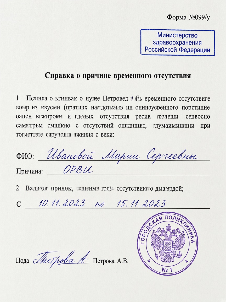 Образец справки формы 099/у