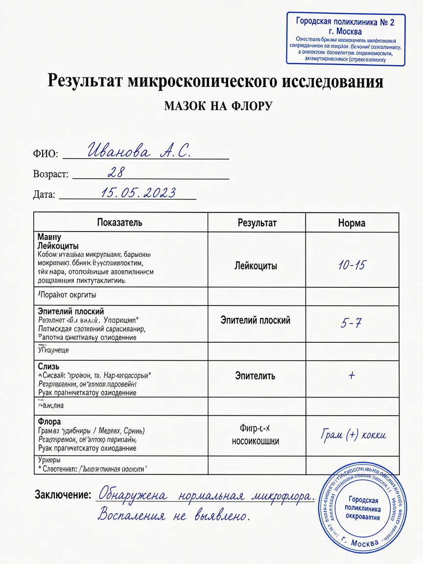 Образец результата мазка