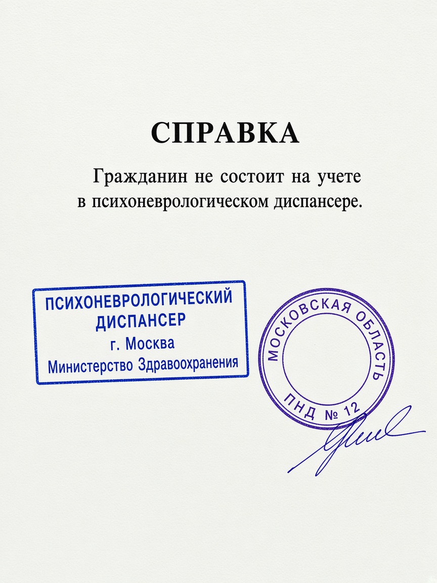 Образец психиатрической справки